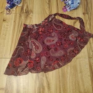 Maroon Floral Paisley Skirt